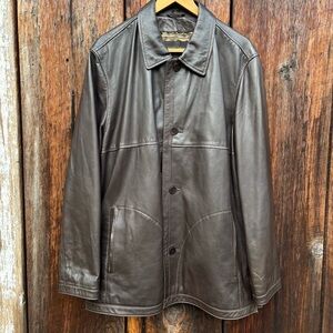 Robert Comstock Men's Dark Brown Soft Leather Shirt Jacket with lining. Size L